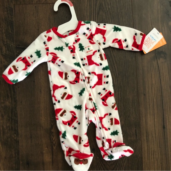 Carter’s fuzzy pajamas black Santa NB - Picture 1 of 5